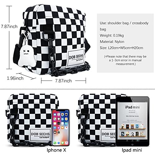 DOB SECHS Crossbody Purse Small Messenger Bags for Women Men Shoulder Bag, Black White Checkered - Image 2